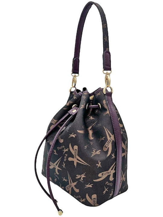 Leather Women's Brown Drawstring Bag
