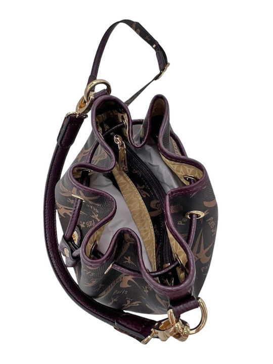 Leather Women's Brown Drawstring Bag