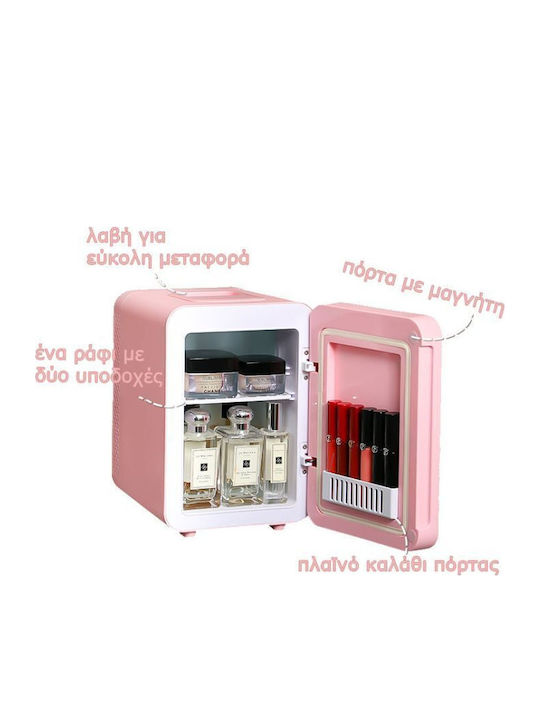 TempMaster Ψυγείο Καλλυντικών 4lt με Ράφι & Λειτουργία Θέρμανσης Ροζ 42W