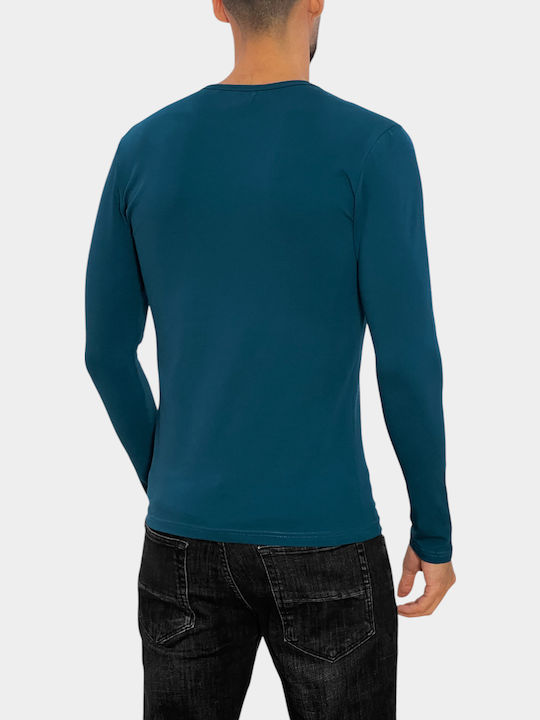 Long Sleeve Petrol Blue Blouse