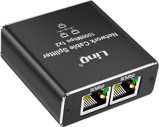 Linq Rj45 Gigabit 1000 Mbps Ethernet Duplicator 2 Simultaneous Devices Black