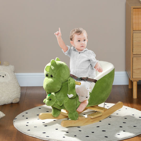 Aiyaplay Wooden Rocking Toy Dinosaur for 18+ months with Sounds & Music Green