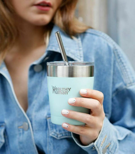 Healthy Human Ποτήρι Θερμός Ανοξείδωτο 354ml Neo Mint με Καλαμάκι