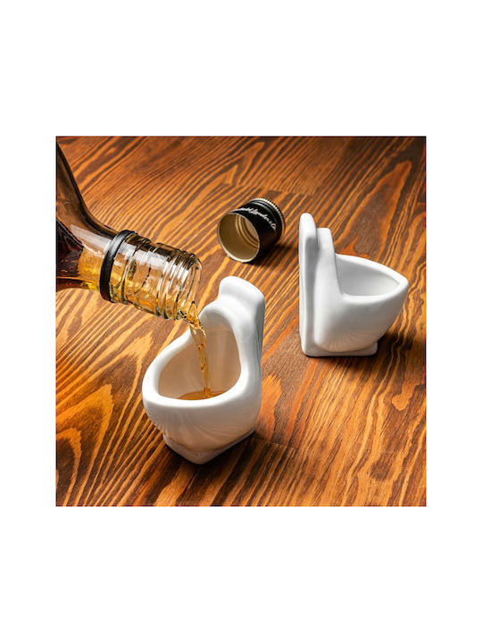 Gadget Master Set de pahare Pahar pentru shot / Cocteiluri din Ceramică în Culoarea Alb 2buc
