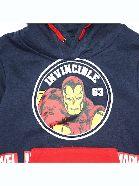Kinder-Sweatshirt mit Kapuze und Taschen Navy, Dark Blue