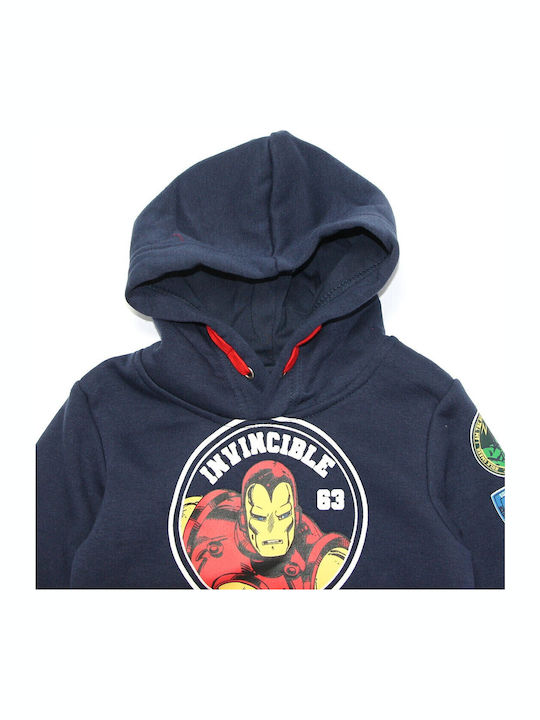 Kinder-Sweatshirt mit Kapuze und Taschen Navy, Dark Blue