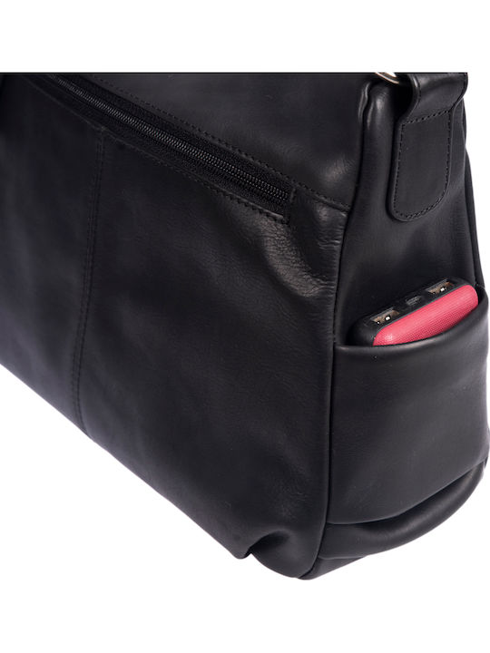 Leder Damentasche Schultertasche Schwarz