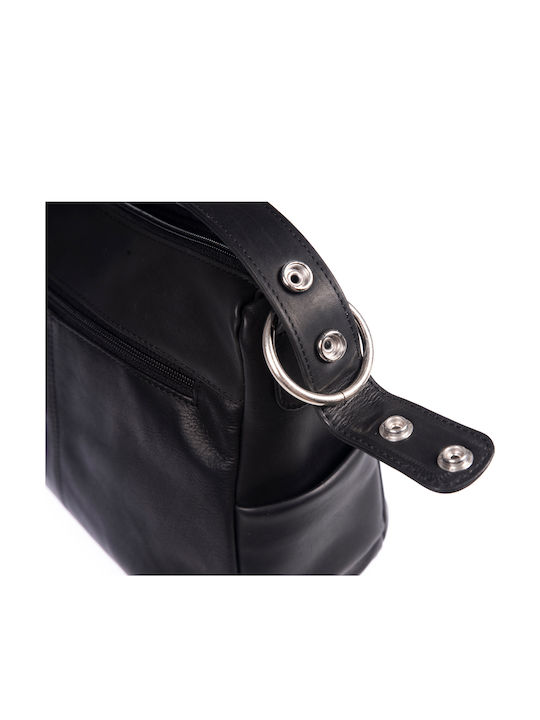 Leder Damentasche Schultertasche Schwarz