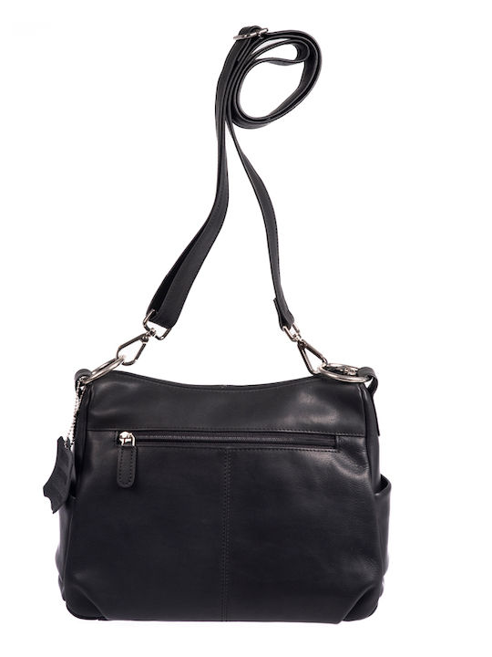 Leder Damentasche Schultertasche Schwarz
