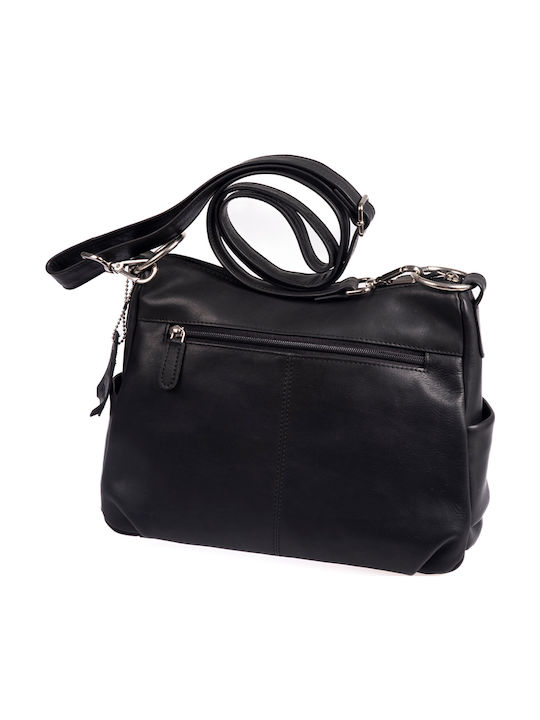 Leder Damentasche Schultertasche Schwarz