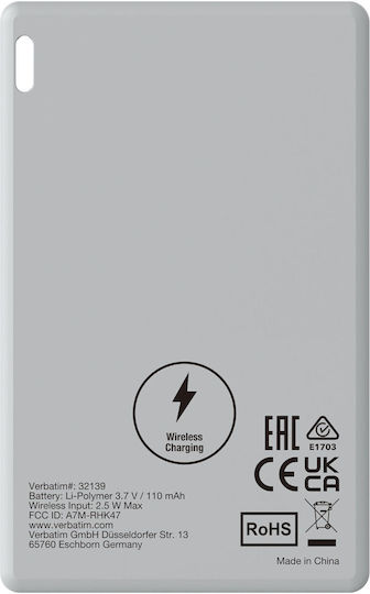 Verbatim Mein Finder Card Apple Find My Schwarz/Silber 2er Pack Wiederaufladbare Batterie