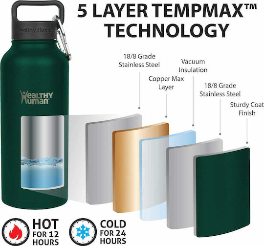 Healthy Human Stein Stainless Steel Thermos Bottle 621ml Green