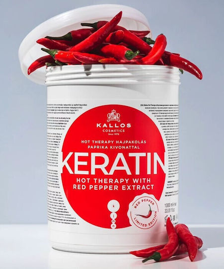 Kallos Keratin Hot Therapy With Red Pepper Extract Hair Mask For Hair Loss With Keratin 1000ml