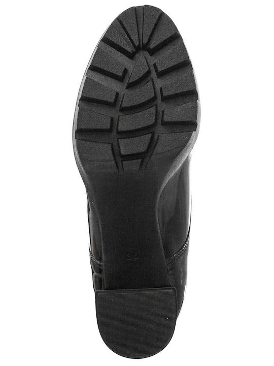 Leather Women's Ankle Boots with High Heel Black
