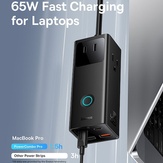 Baseus Suport de Încărcare cu 2 Porturi USB-A și 2 Porturi USB-C 65W în culoarea Negru (PowerCombo Pro)