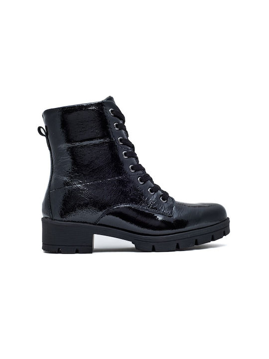 Leder Stiefeletten Damen Schwarz