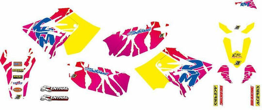Blackbird Racing Σετ Αυτοκόλλητα 2321aa Suzuki Rm 250 01-12 Suzuki Rm 125 01-12 Μπλε-pink-λευκό-κίτρινο
