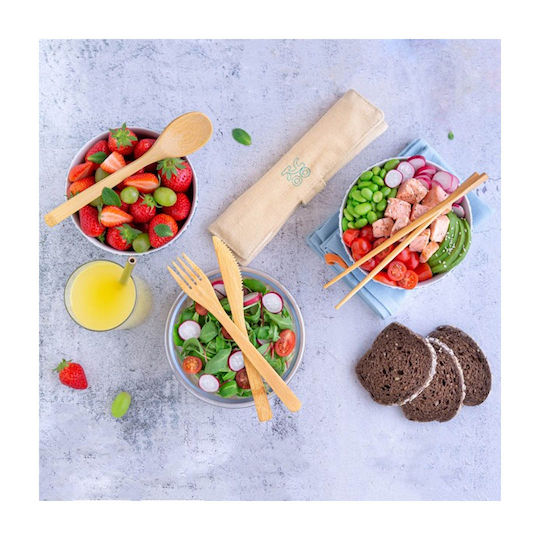 Yoko Design Baby Cutlery Set made of Bamboo in Case 6pcs
