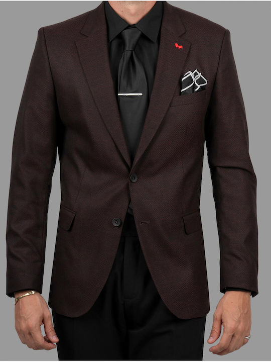 Dezign Men's Suit Jacket Burgundy