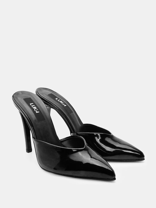 Luigi Thin Heel Mules Black