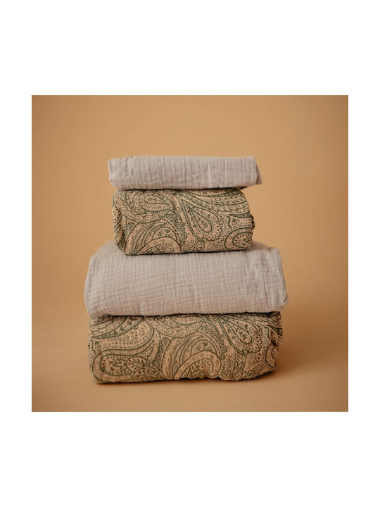 Mushie Baby Sheet Crib Cotton Fitted Green Green 60x120cm