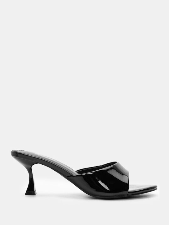 Mules mit Dünn Hoch Absatz in Schwarz Farbe