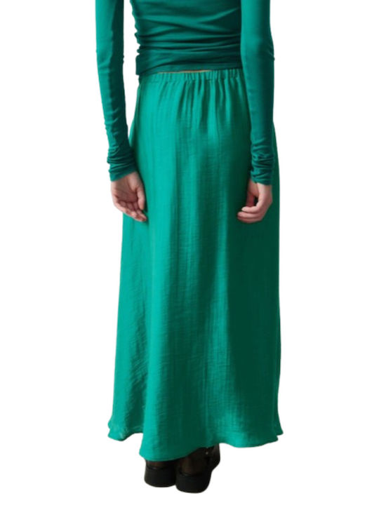 American Vintage Satin High-waisted Skirt in Green Color