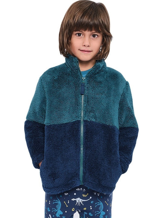 Muydemi Kinder Bademantel Winterlich Fleece Blau Muydemi Kinder Bademantel Winterlich Fleece Blau