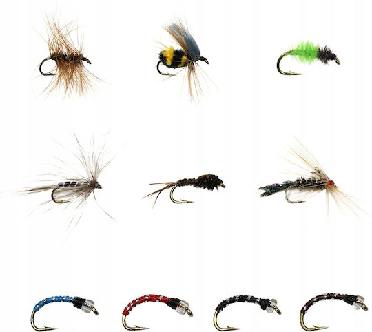 Mucha Trout Grayling Salmon Trout Bream Dace Chub Set 32pcs Fly Lures