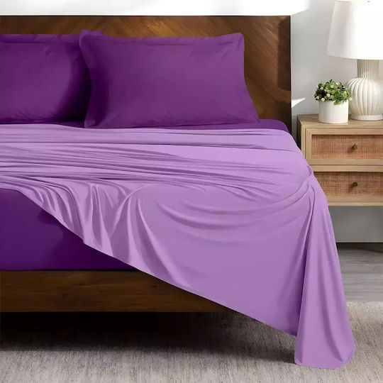 Lino Home Bettwäsche-Set Überdoppel 240x260cm. Doble Lilac-Mauve 4Stück
