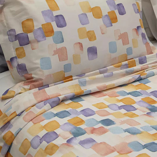 Lino Home Bettwäsche-Set Überdoppel 240x260cm. Cubo Ciel, Mauve, Orange, Pink, White 4Stück