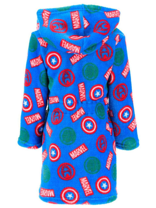 Superheroes Kids Robe Winter Fleece Blue