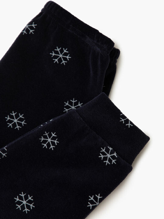 Minerva Kids' Pajamas Winter Cotton Dark Blue SNOW FLAKES
