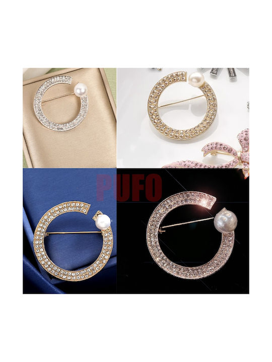Elegante Damenbrosche Eleganter Kreis Modell Strass Gold