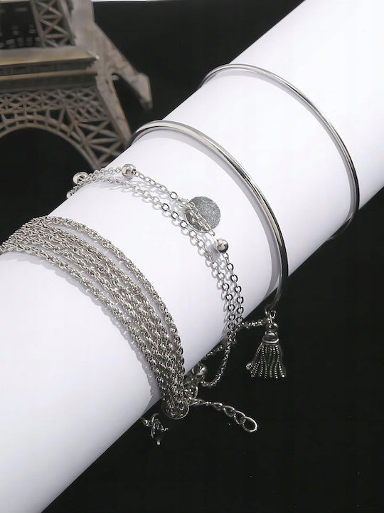 Boho Retro Punk Set mit Armband & Anhänger aus Silber