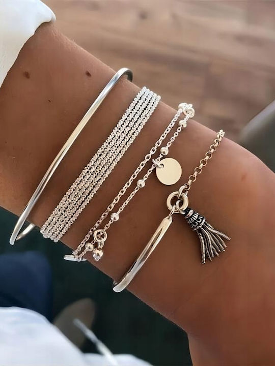 Boho Retro Punk Set mit Armband & Anhänger aus Silber