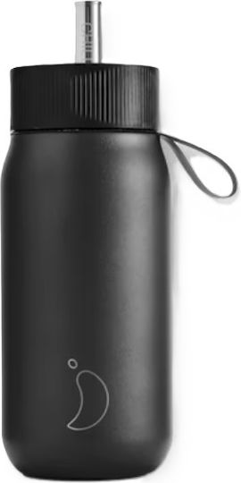 Chilly's Series 2 Switch Glass Thermos Stainless Steel BPA Free 750ml Abyss Black with Straw