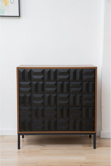 Συρταριέρα Κρεβατοκάμαρας Zuma Walnut Black 75.5x40x75.5cm