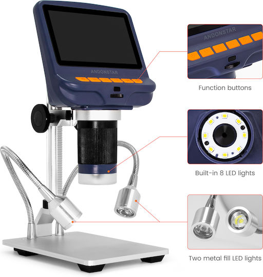 Microscop electronic Andonstar Ad106s USB, ecran 4.3'', mărire 220x