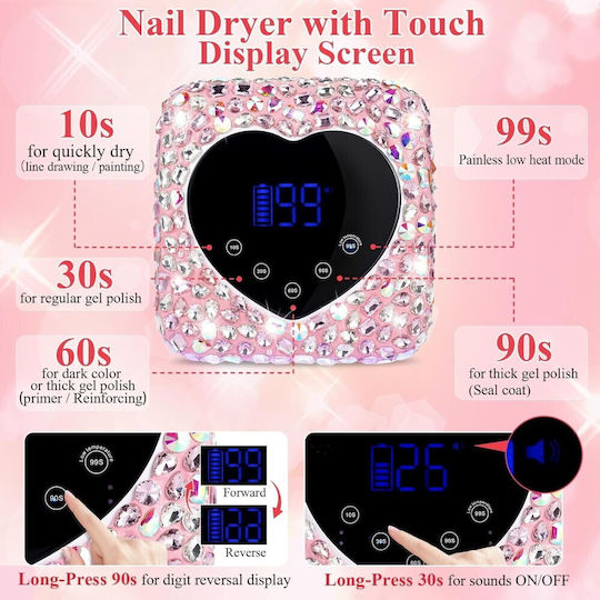 Rechargeable Nail Polish Curing Lamp UV Battery Operated 72W Pink