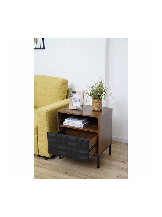 Nachttisch Zuma Holz mit Metallbeinen Braun 51.5x40x51.5cm