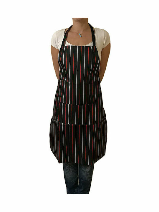 Stripes Αδιάβροχη Ποδιά Κουζίνας Μαύρη 76x54cm