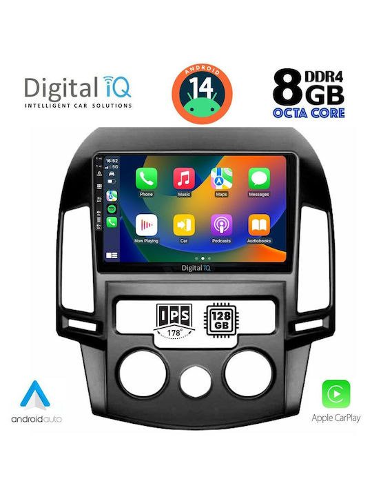 Digital IQ Car Audio System for Hyundai i30 2007-2012 with A/C (Bluetooth/USB/AUX/WiFi/GPS/Apple-Carplay/Android-Auto) with Touch Screen 9"