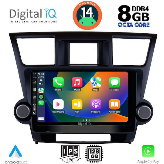 Digital IQ Ηχοσύστημα Αυτοκινήτου για Toyota Highlander 2008-2015 (Bluetooth/USB/AUX/WiFi/GPS/Apple-Carplay/Android-Auto) με Οθόνη Αφής 10"