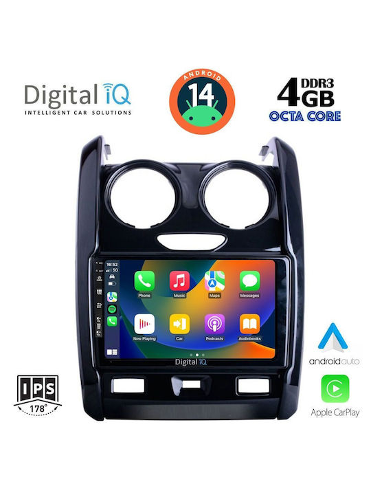 Digital IQ Car Audio System for Dacia Duster 2012-2019 (Bluetooth/USB/AUX/WiFi/GPS/Apple-Carplay/Android-Auto) with Touch Screen 9"