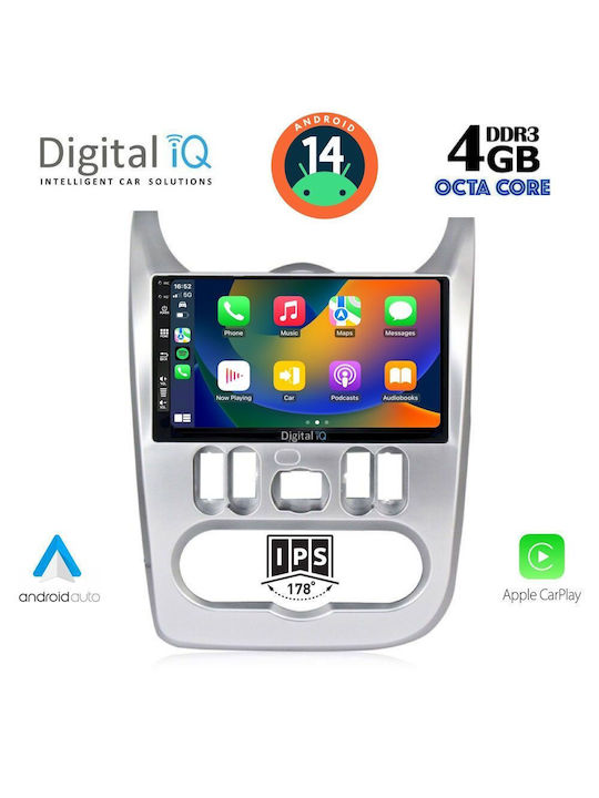 Digital IQ Car Audio System for Renault Logan Dacia Duster / Logan / Sandero 2006-2012 (Bluetooth/USB/AUX/WiFi/GPS/Apple-Carplay/Android-Auto) with Touch Screen 9"