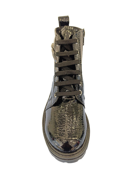 Shoes Cizme Copii din Lac cu Fermuar Negre