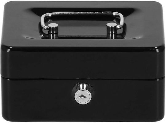 Money Box Safe Compartmentalized Key Metal 15x12x8cm Black