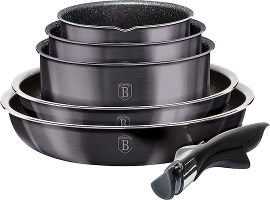 Berlinger Haus Metallic Line Kochgeschirr-Set aus Aluminium Carbon Pro mit Steinbeschichtung 5-teilig