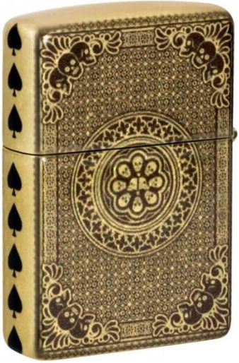 Zippo Ace Spades Flame Lighter In Gold Colour